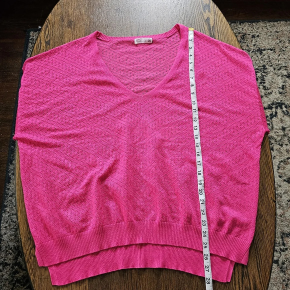 89th + Madison Fushia Pink Drop Shoulder V-Neck Knit Sweater Size Women's 2X NEW - Picture 8 of 11